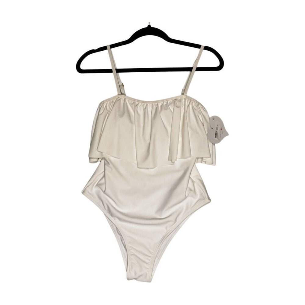 XOXO SUGAR COAST by Lolli Swim White Ruffle One-Piece Swimsuit Medium NWT